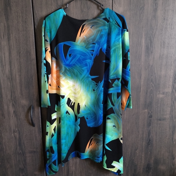 Valentina Blouse Jewel Tone Blue Green Gold Abstract Swirl Embellishments Large - Picture 5 of 8